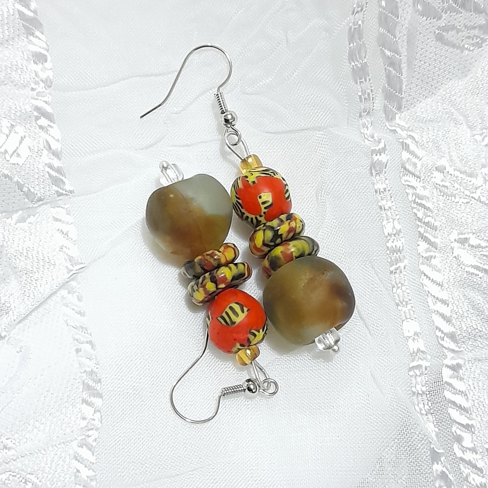 Sold! New Handmade glass bead drop earrings